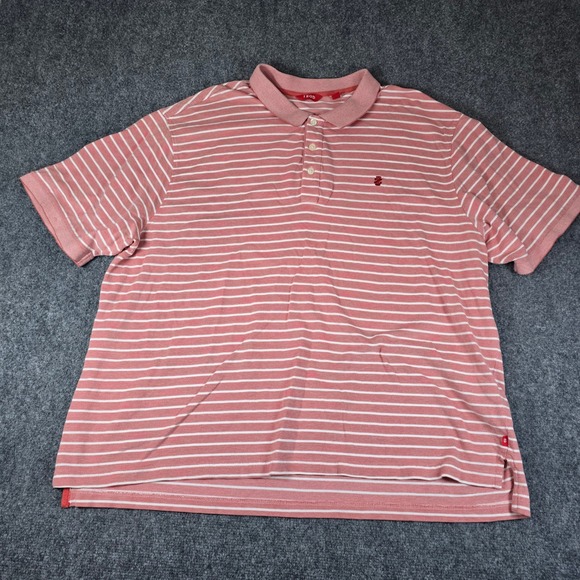 IZOD Men's Striped Polo Shirt 4XL Salmon White Short Sleeve Casual Golf - Picture 2 of 13